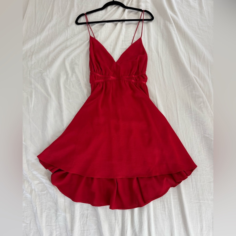 Red V-Neck Spaghetti Strap Dress